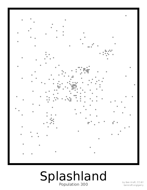 Map of Splashland with grey dots and no lines